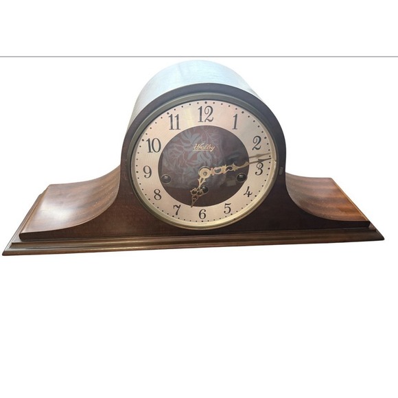 Hermle Other - Vintage Elgin Welby Mahogany Humpback Franz Hermle Art Deco Mantle Clock Germany